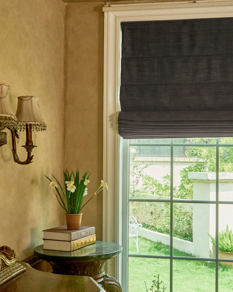 Zoe Plain Fold Linen Look Cordless Custom Roman Shade