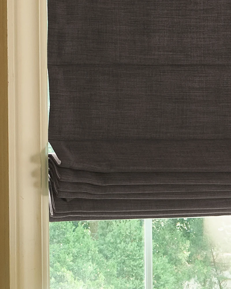 Zoe Flat Fold Linen Look Cordless Custom Roman Shade