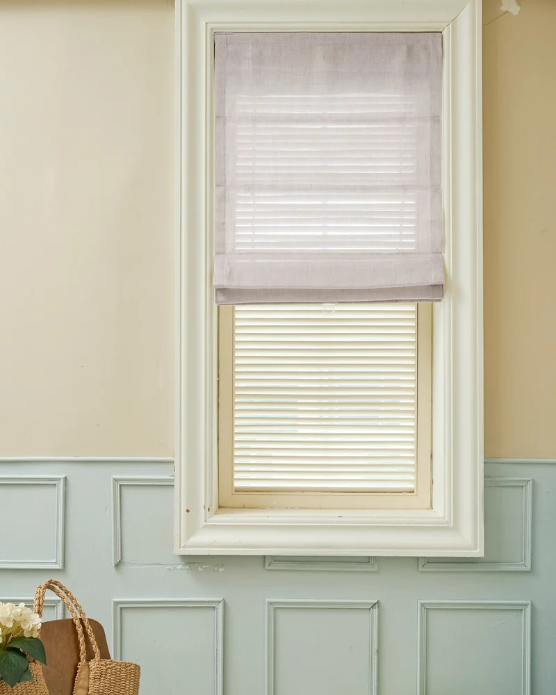 Thistle Sheer Flat Fold Cordless Custom Roman Shade