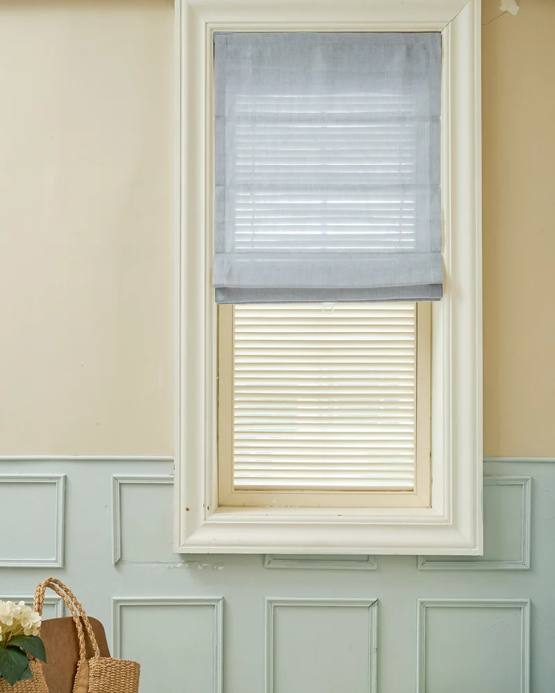 Thistle Sheer Flat Fold Cordless Custom Roman Shade
