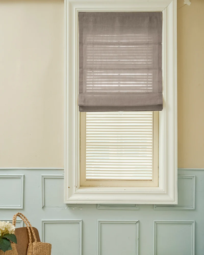 Thistle Sheer Flat Fold Cordless Custom Roman Shade