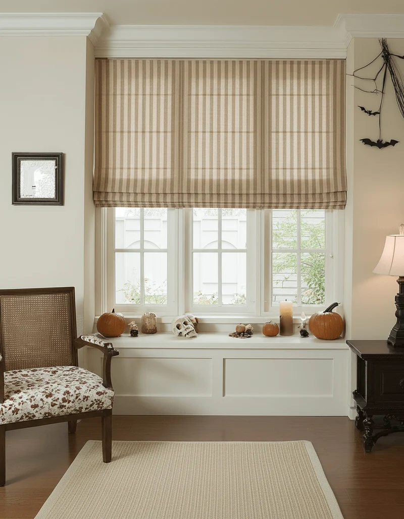 Milano Flat Fold Linen Blend Striped Cordless Custom Roman Shade