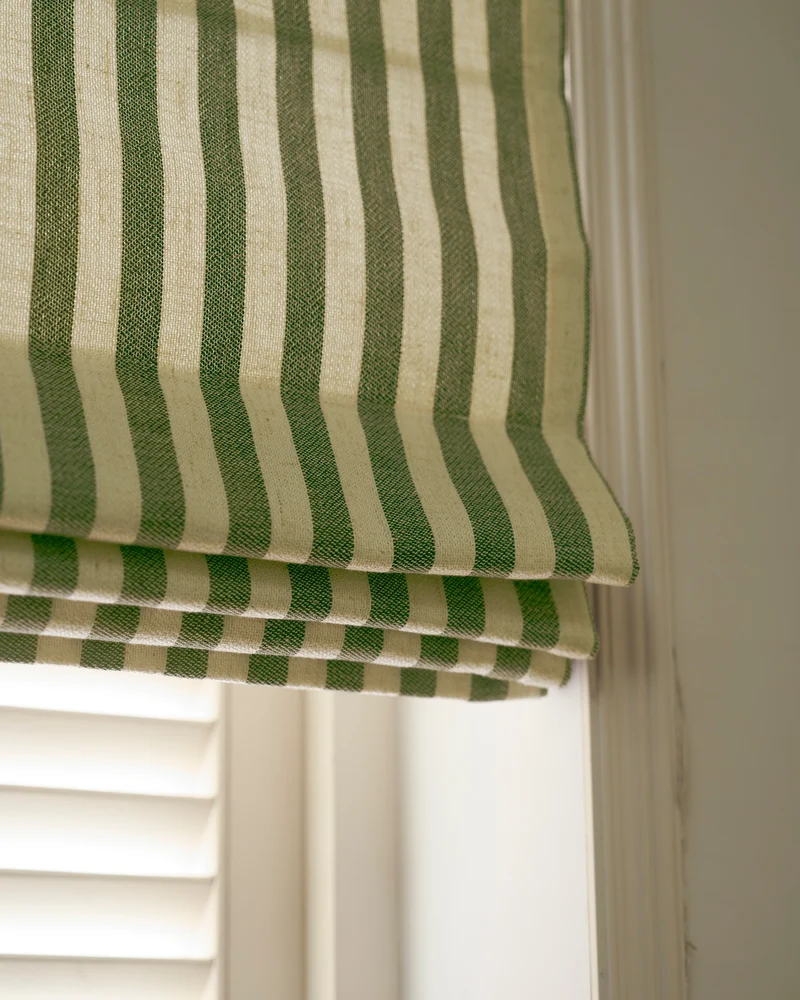 Milano Flat Fold Linen Blend Striped Cordless Custom Roman Shade