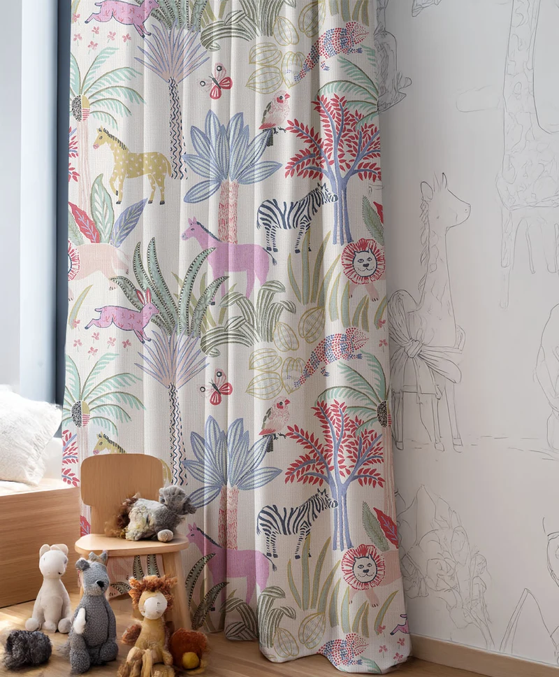 Tropical Patterned Kid's Custom Curtain