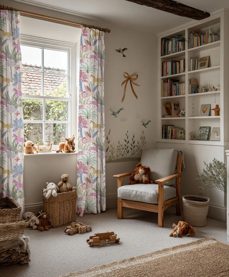 Tropical Patterned Kid's Custom Curtain