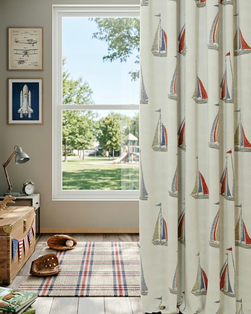 Voyage Patterned Kid's Custom Curtain