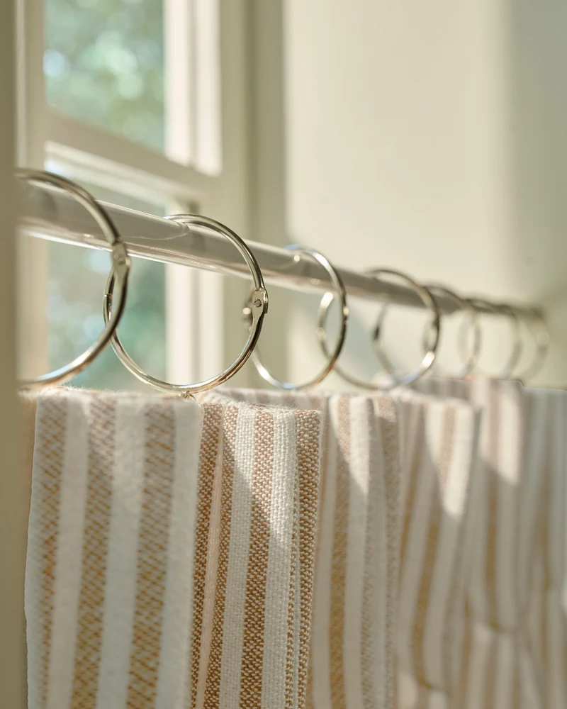 Milo Linen Blend Striped Custom Cafe Curtain