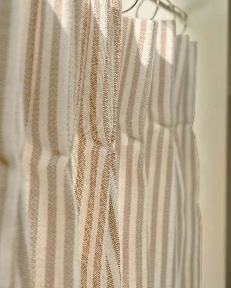 Milo Linen Blend Striped Custom Cafe Curtain