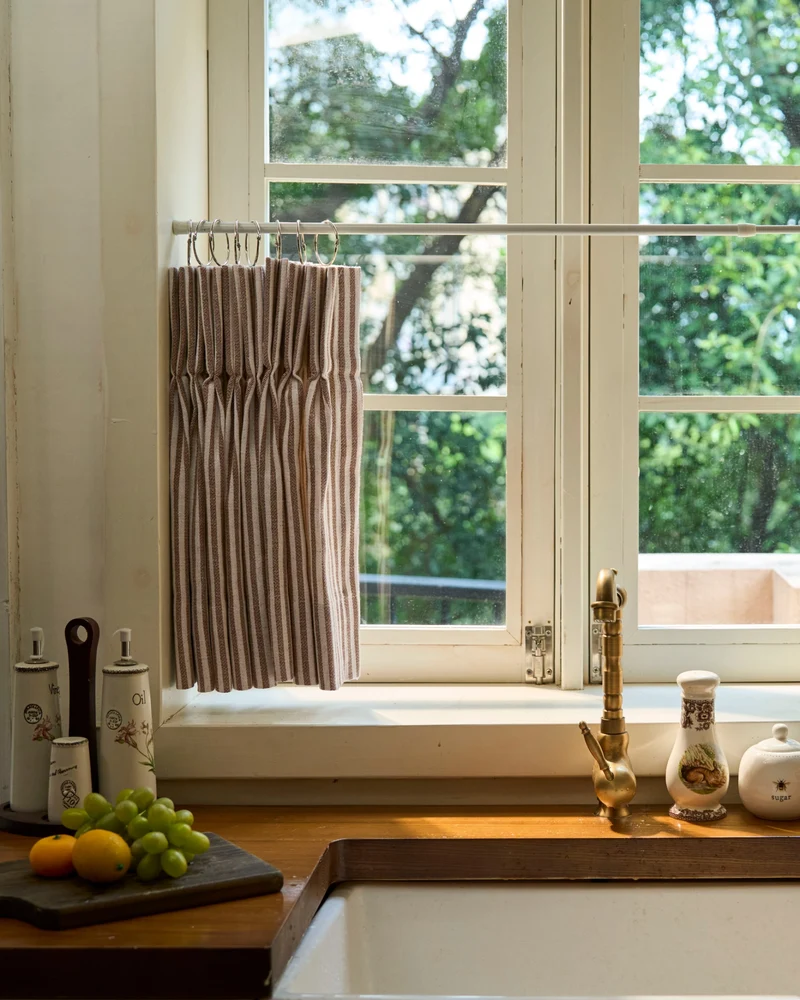 Milo Linen Blend Striped Custom Cafe Curtain