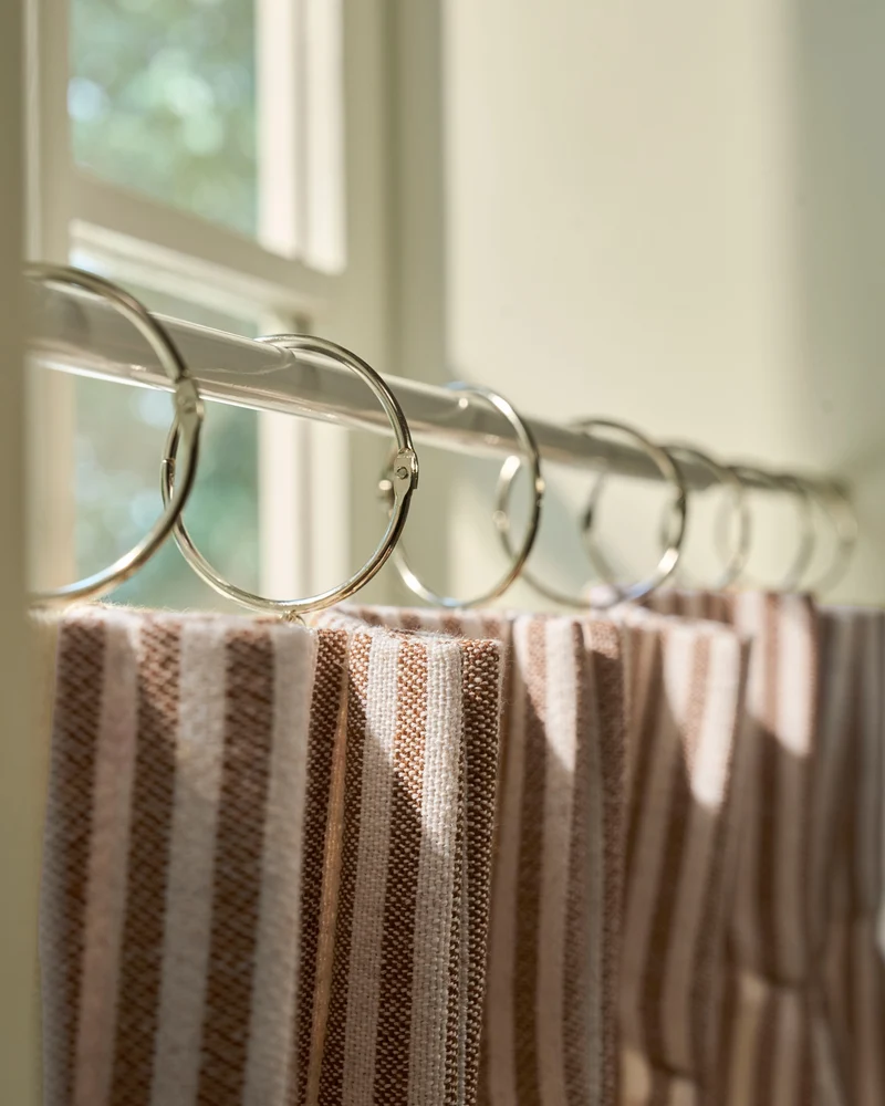 Milo Linen Blend Striped Custom Cafe Curtain