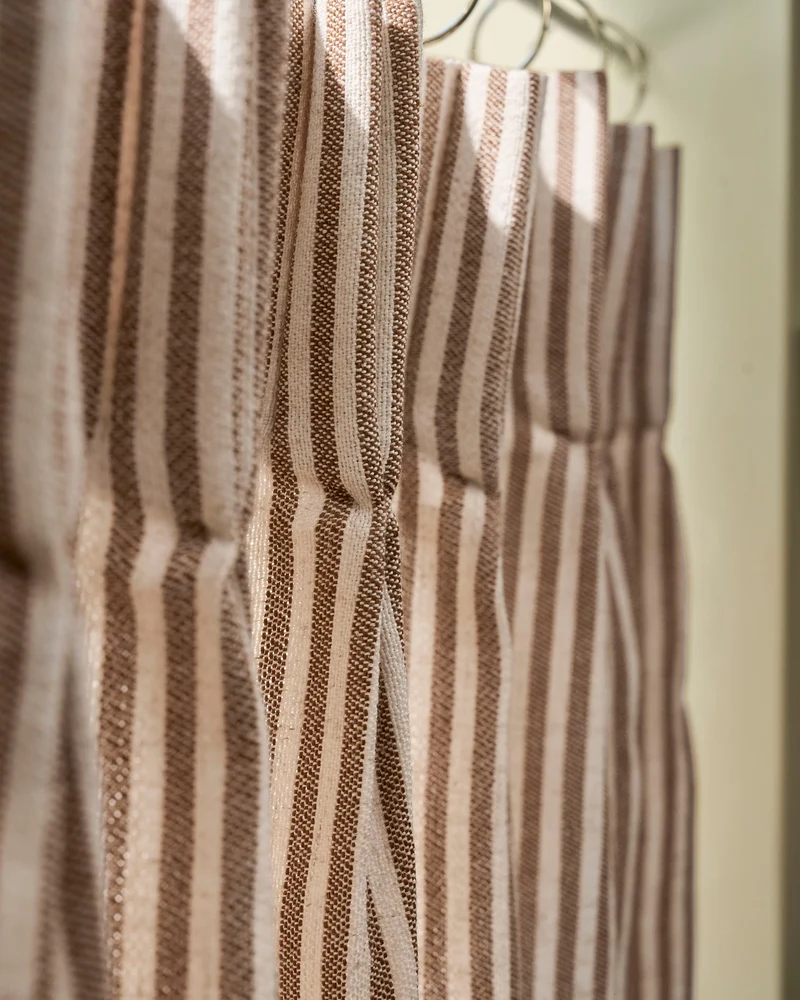 Milo Linen Blend Striped Custom Cafe Curtain