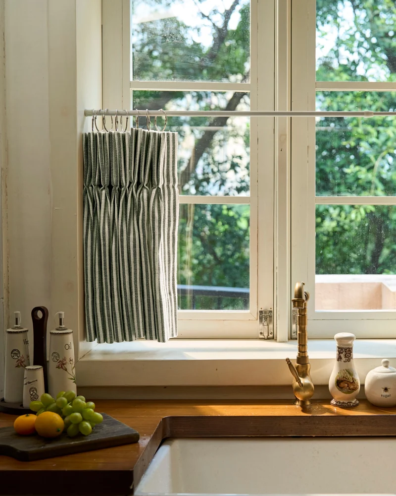 Milo Linen Blend Striped Custom Cafe Curtain