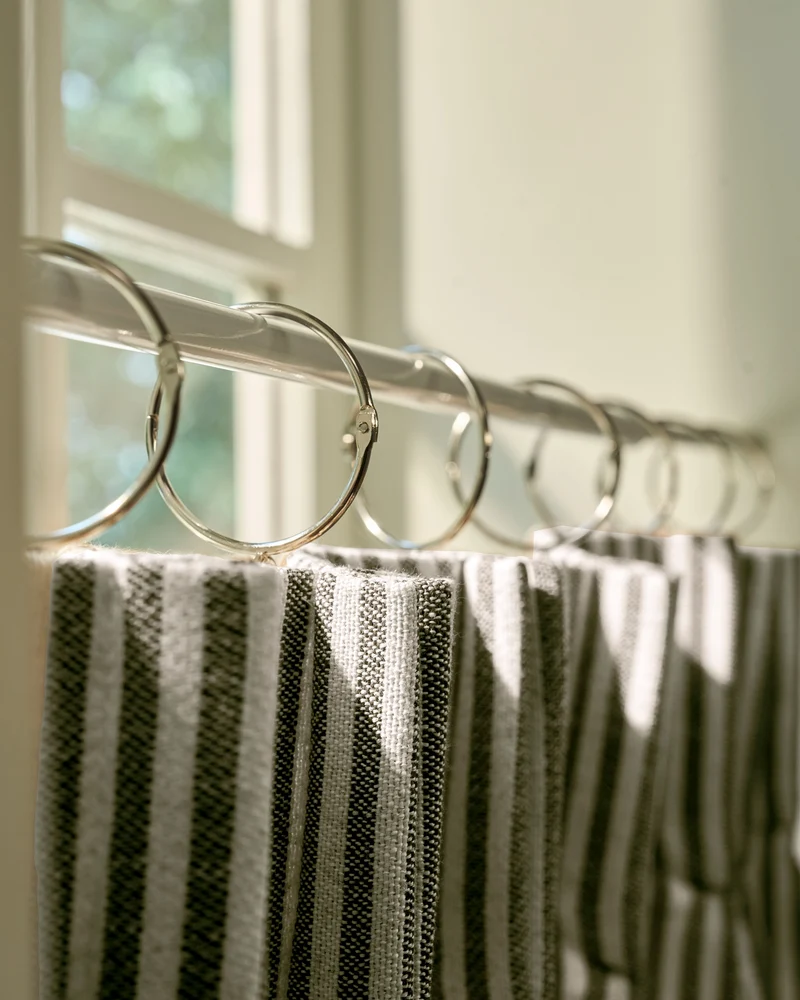 Milo Linen Blend Striped Custom Cafe Curtain