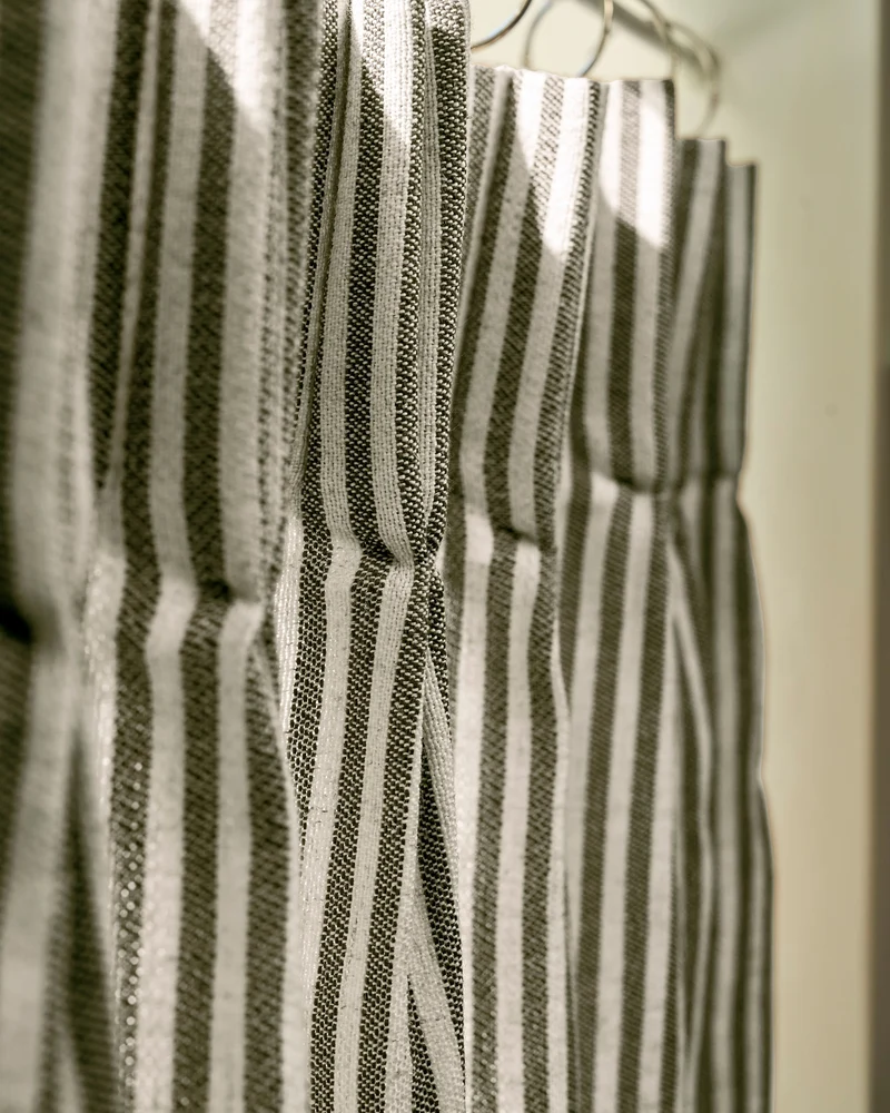 Milo Linen Blend Striped Custom Cafe Curtain