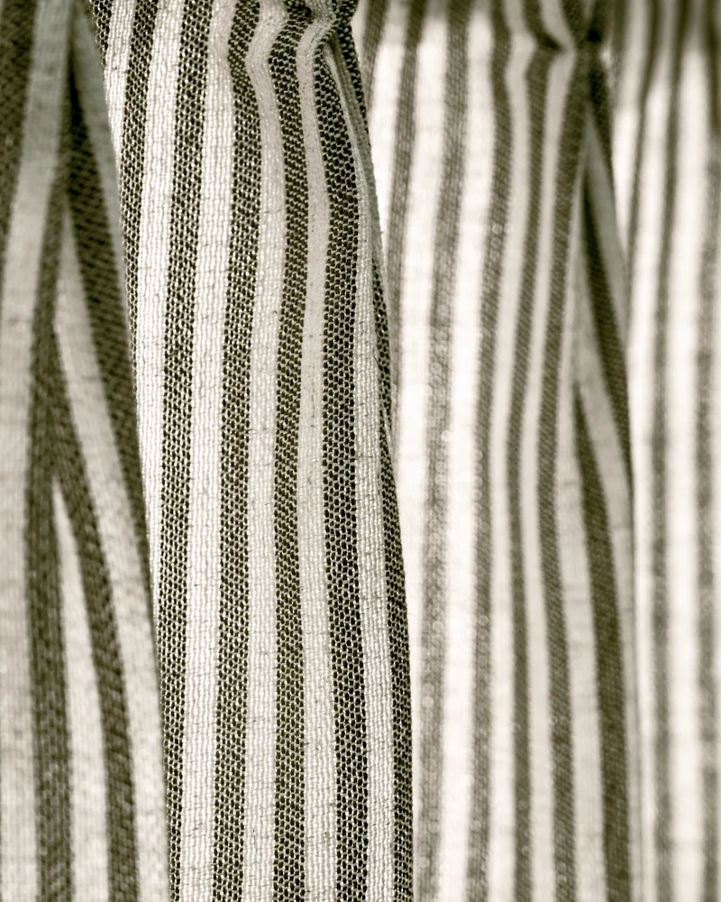 Milo Linen Blend Striped Custom Cafe Curtain