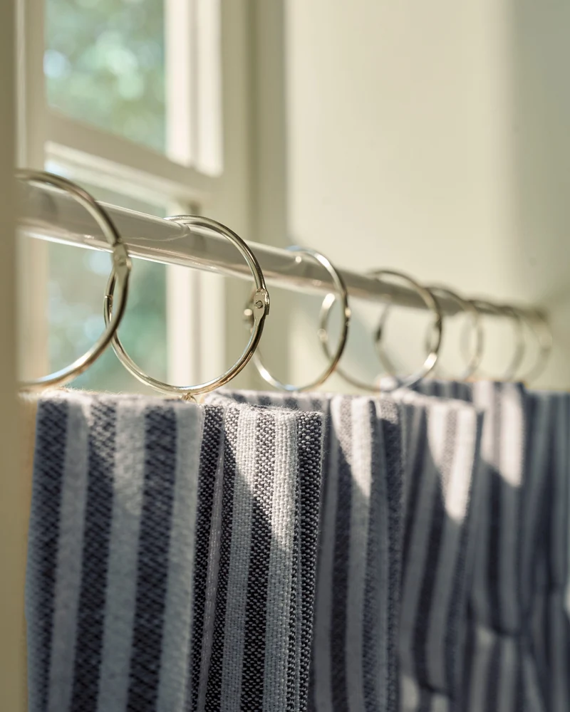 Milo Linen Blend Striped Custom Cafe Curtain