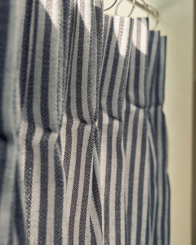 Milo Linen Blend Striped Custom Cafe Curtain