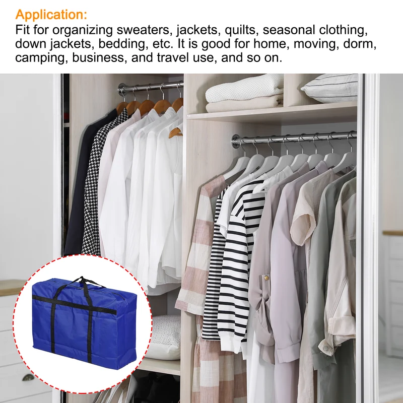 Storage Tote with Zippers, Capacity Foldable Heavy Moving Tote Bags for Bedding Clothes