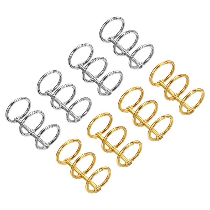 8Pcs 3 Circle Binder Rings 0.79" Metal Loose Leaf Ring, Silver Tone/Gold Tone