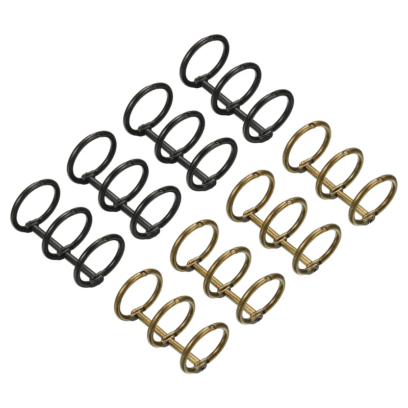 8Pcs 3 Circle Binder Rings 0.79" Metal Loose Leaf Ring, Silver Tone/Gold Tone