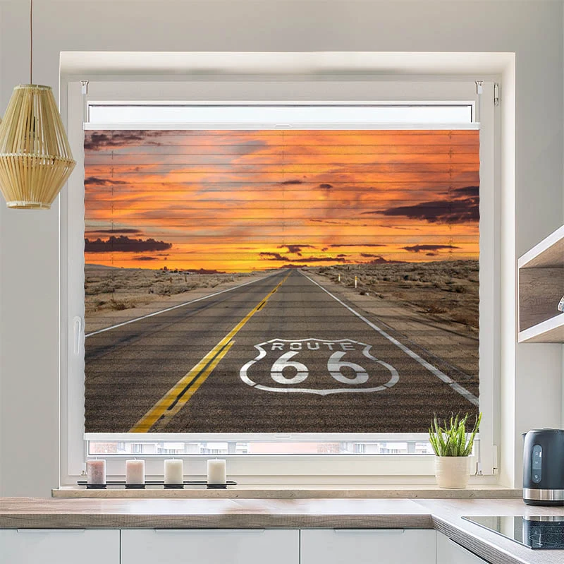 Wabenplissee Motiv "Route 66"