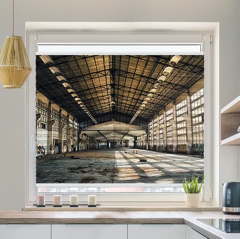 Wabenplissee Motiv "Verlassene Industriehalle"