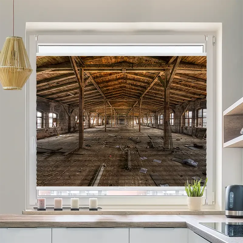 Wabenplissee Motiv "Alte Fabrikhalle"