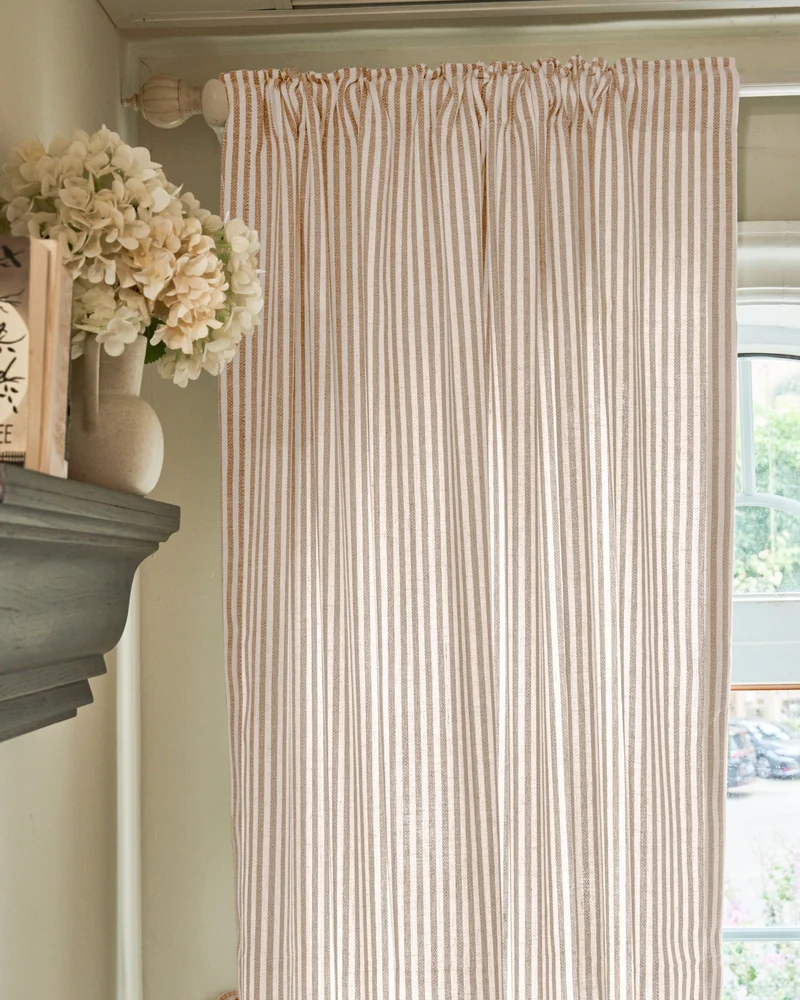 Milo Linen Blend Striped Custom Curtain