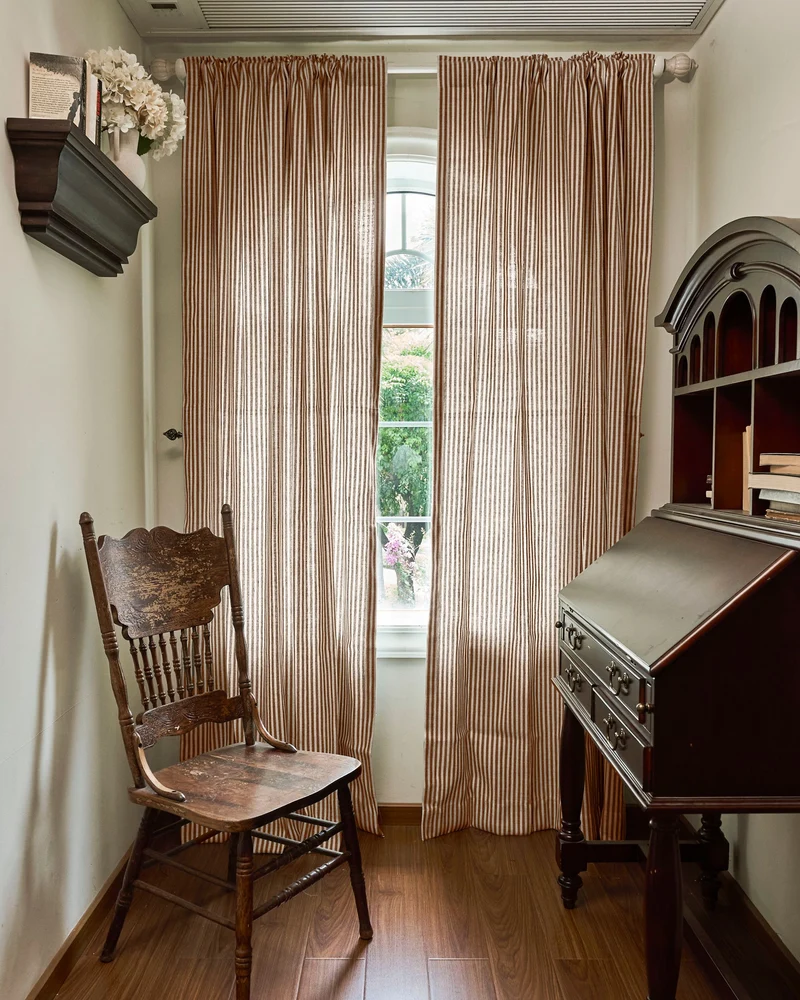 Milo Linen Blend Striped Custom Curtain