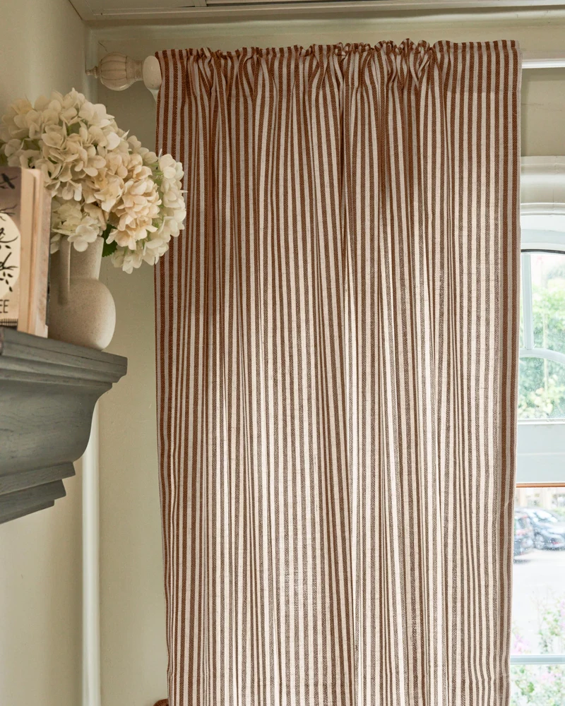 Milo Linen Blend Striped Custom Curtain