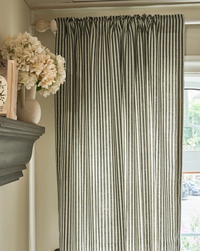 Milo Linen Blend Striped Custom Curtain