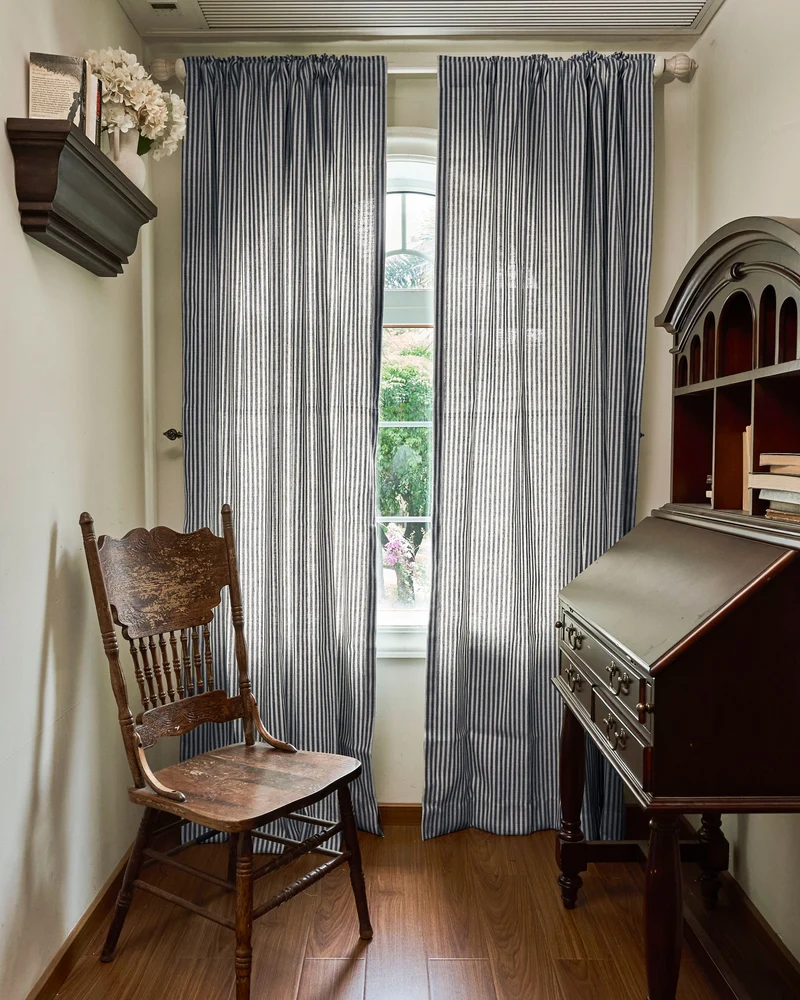 Milo Linen Blend Striped Custom Curtain
