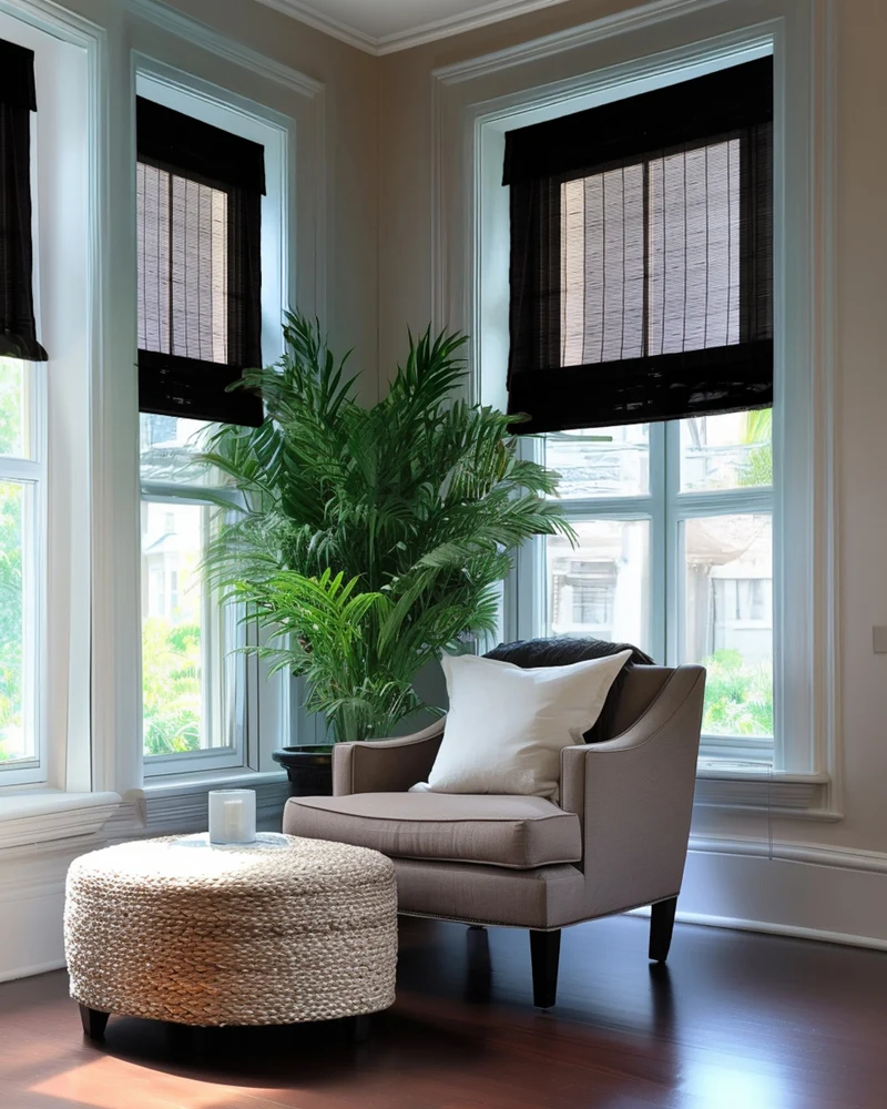 Toni Bamboo Motorized Woven Shade - Black