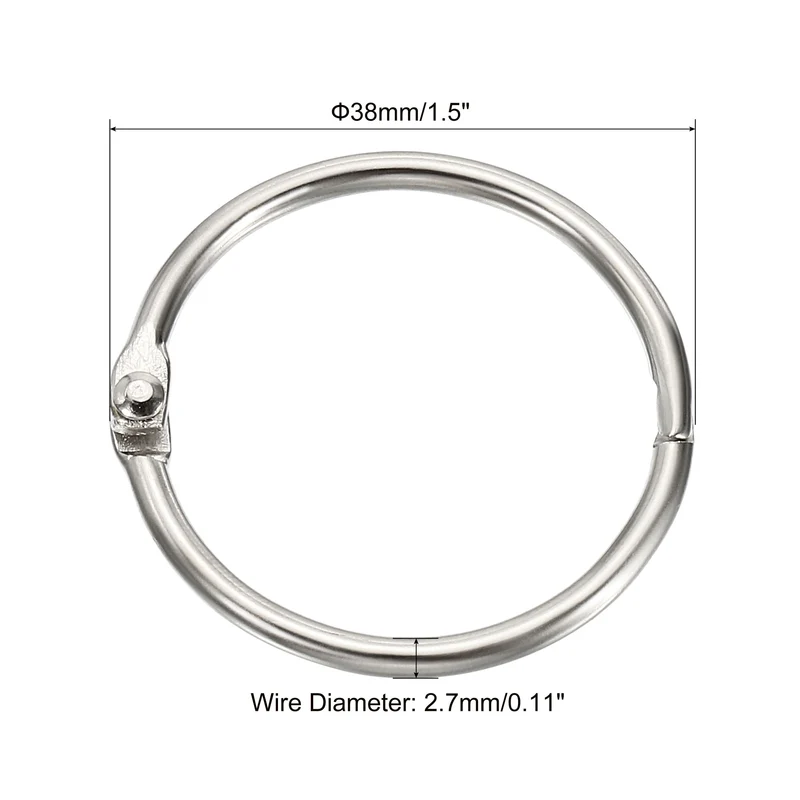Binder Rings Detachable Metal Book Loose Leaf Rings for Home Office Index Cue Revision Cards