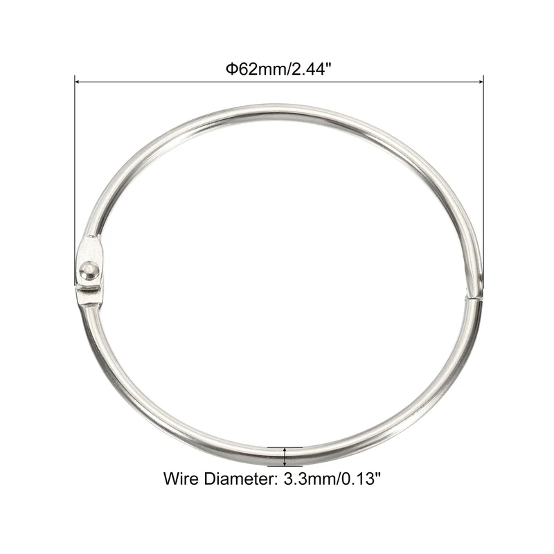 Binder Rings Detachable Metal Book Loose Leaf Rings for Home Office Index Cue Revision Cards