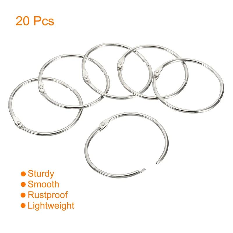 Binder Rings Detachable Metal Book Loose Leaf Rings for Home Office Index Cue Revision Cards