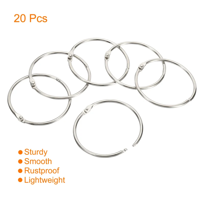 Binder Rings Detachable Metal Book Loose Leaf Rings for Home Office Index Cue Revision Cards