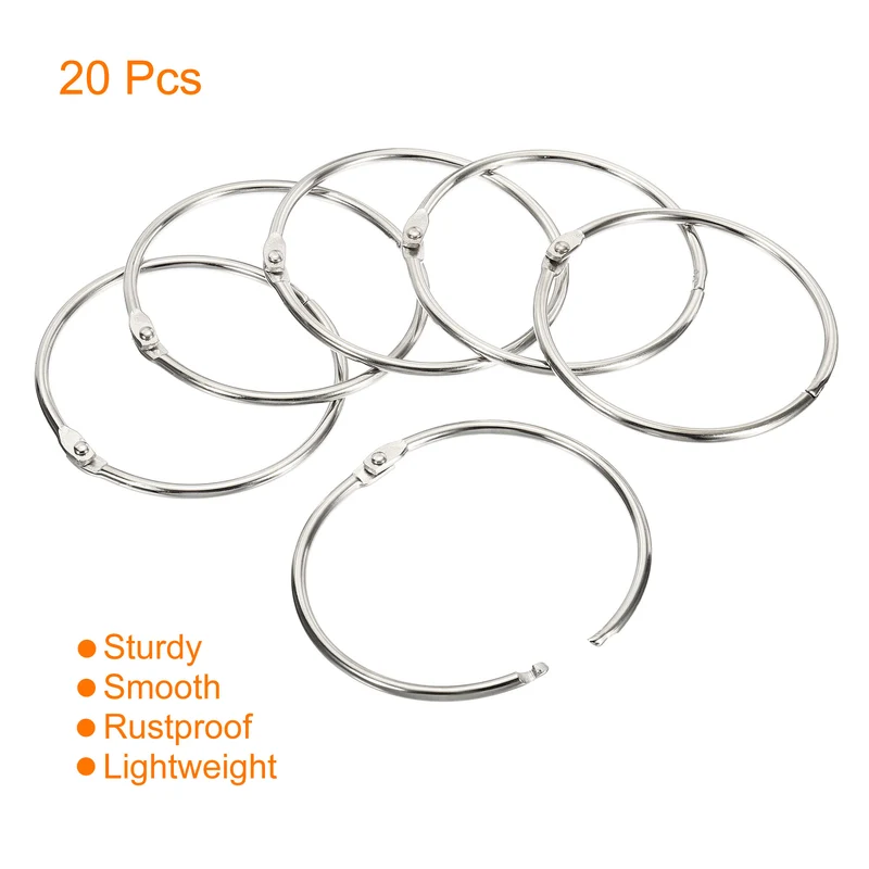 Binder Rings Detachable Metal Book Loose Leaf Rings for Home Office Index Cue Revision Cards