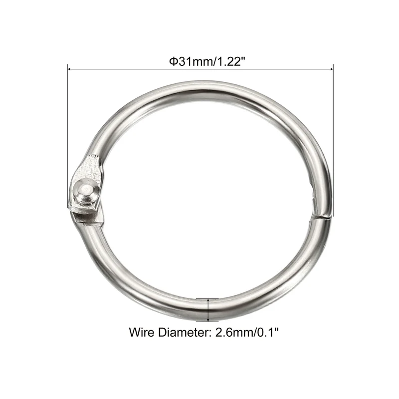 Binder Rings Detachable Metal Book Loose Leaf Rings for Home Office Index Cue Revision Cards