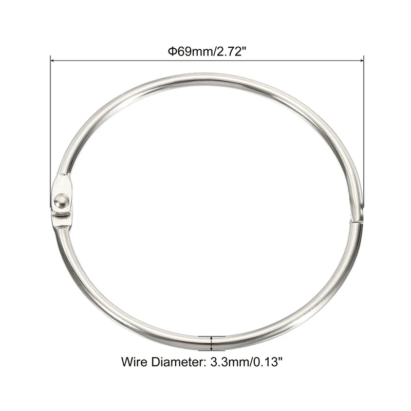 Binder Rings Detachable Metal Book Loose Leaf Rings for Home Office Index Cue Revision Cards