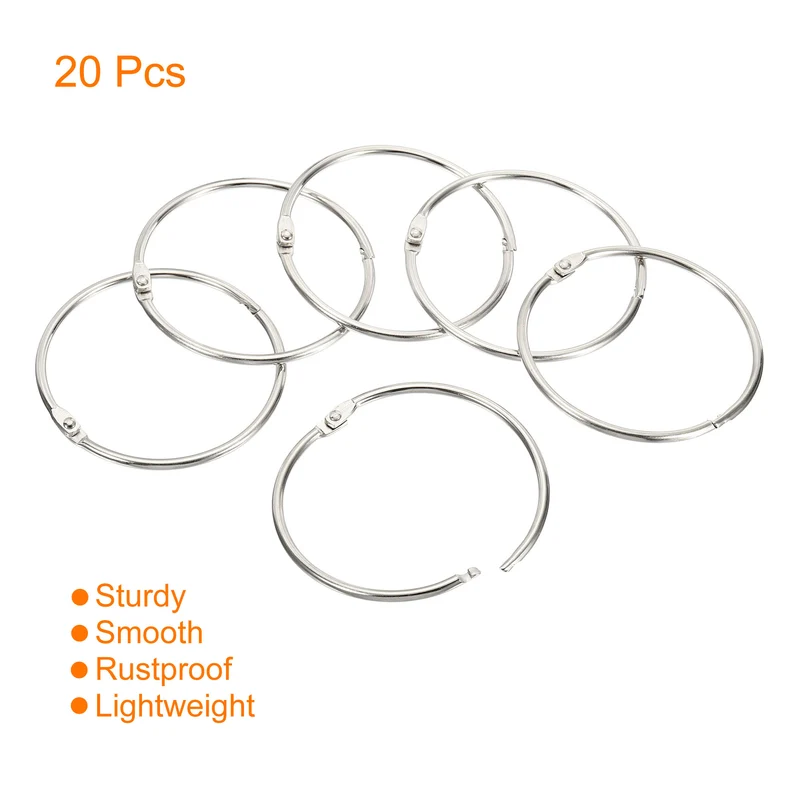 Binder Rings Detachable Metal Book Loose Leaf Rings for Home Office Index Cue Revision Cards