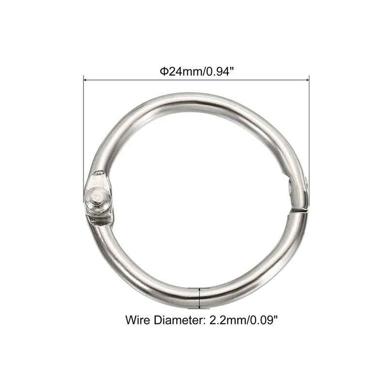 Binder Rings Detachable Metal Book Loose Leaf Rings for Home Office Index Cue Revision Cards