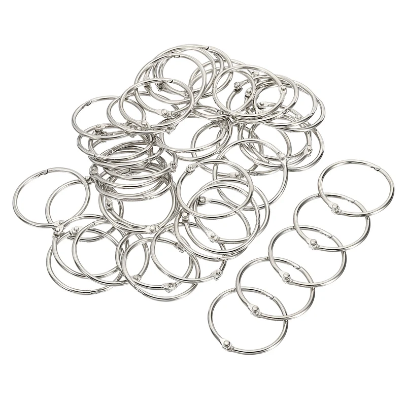 Dia. Binder Rings, Detachable Metal Book Loose Leaf Rings for Home Office Index Cue Revision Cards