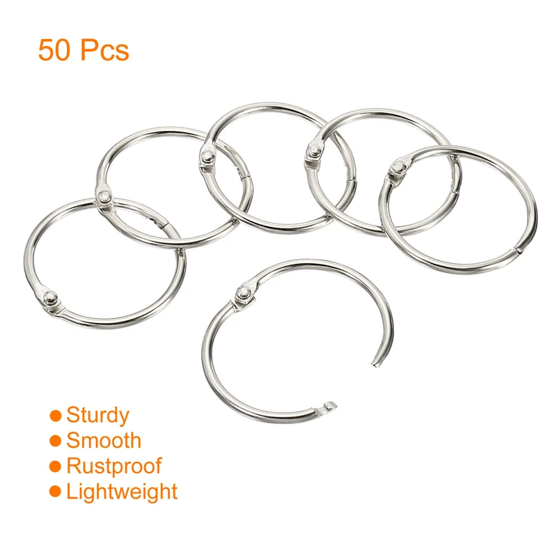 Dia. Binder Rings, Detachable Metal Book Loose Leaf Rings for Home Office Index Cue Revision Cards