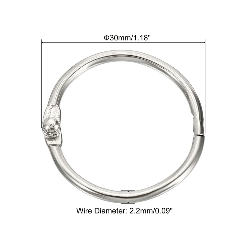 Dia. Binder Rings, Detachable Metal Book Loose Leaf Rings for Home Office Index Cue Revision Cards