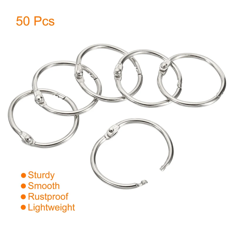 Dia. Binder Rings, Detachable Metal Book Loose Leaf Rings for Home Office Index Cue Revision Cards