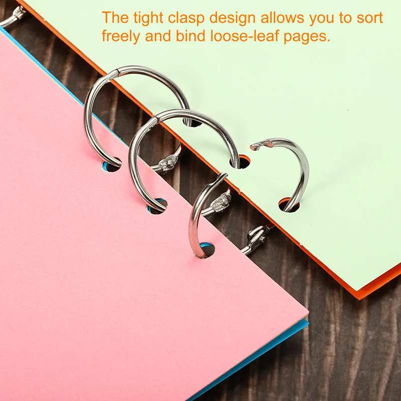 Dia. Binder Rings, Detachable Metal Book Loose Leaf Rings for Home Office Index Cue Revision Cards