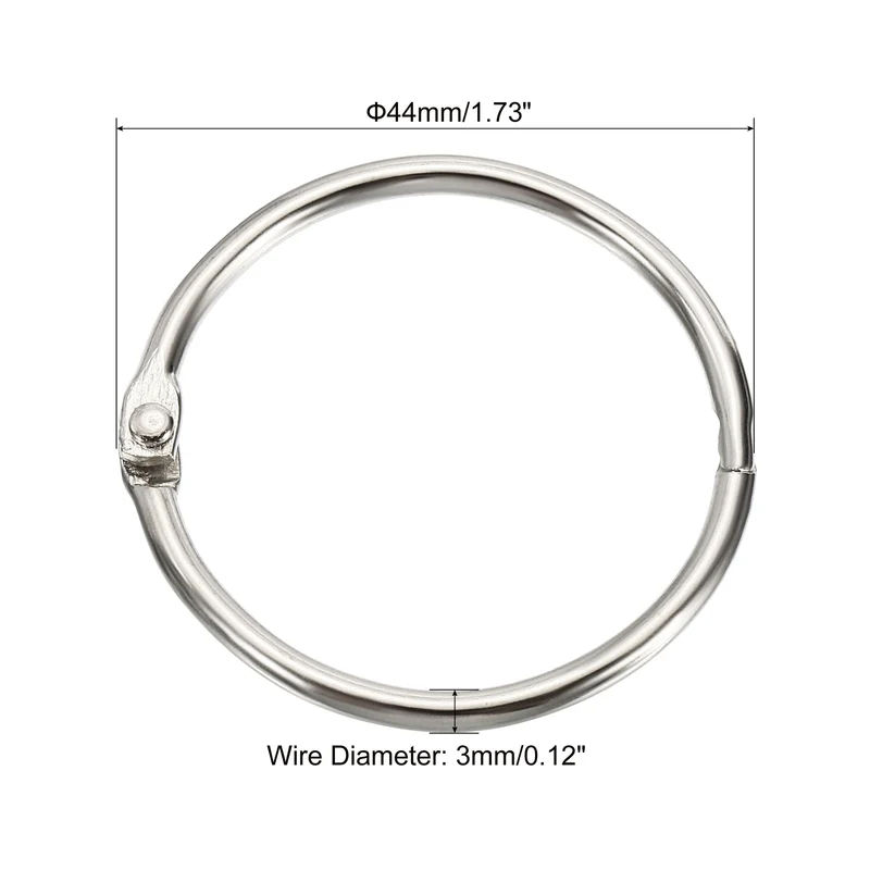 Dia. Binder Rings, Detachable Metal Book Loose Leaf Rings for Home Office Index Cue Revision Cards