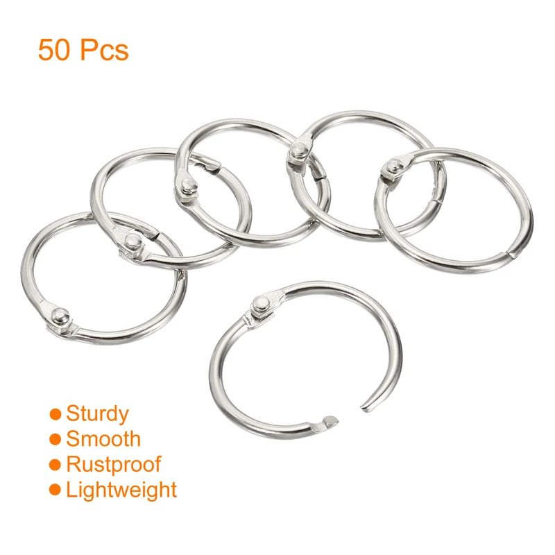 Dia. Binder Rings, Detachable Metal Book Loose Leaf Rings for Home Office Index Cue Revision Cards