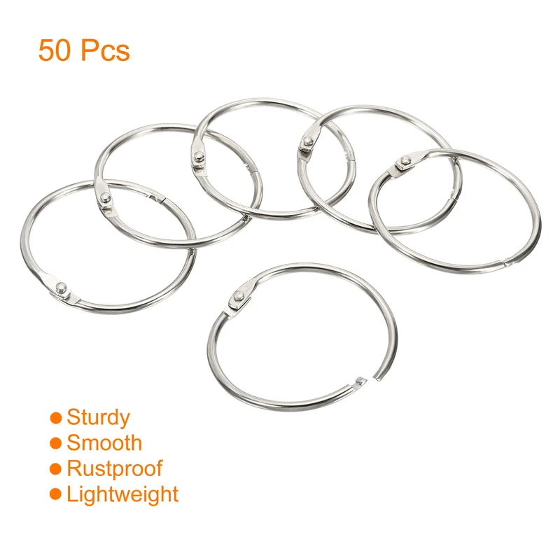 Dia. Binder Rings, Detachable Metal Book Loose Leaf Rings for Home Office Index Cue Revision Cards